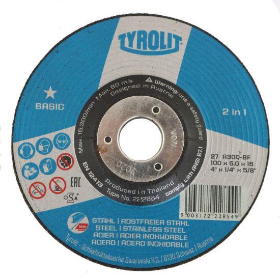 Picture of Tyrolit DC Grinding Disc Metal 100mm x6.0mm (4") - 222854