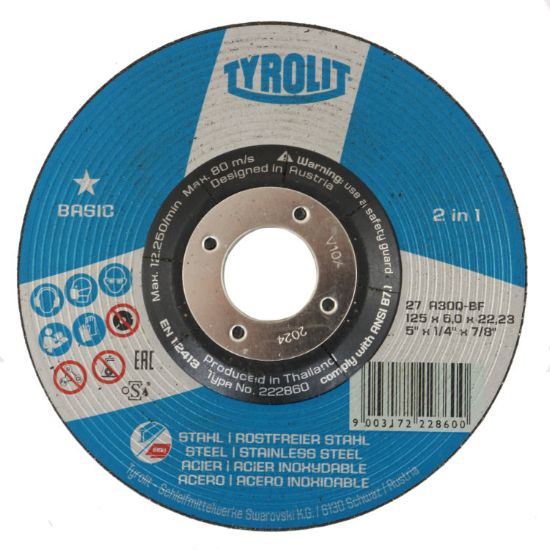 Picture of Tyrolit DC Grinding Disc Metal 125mm x6.0mm (5") - 222860