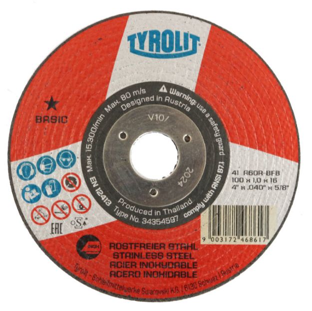 Picture of Tyrolit FL Cutting Disc Metal 100mm x 1.0mm (4") - 34354597