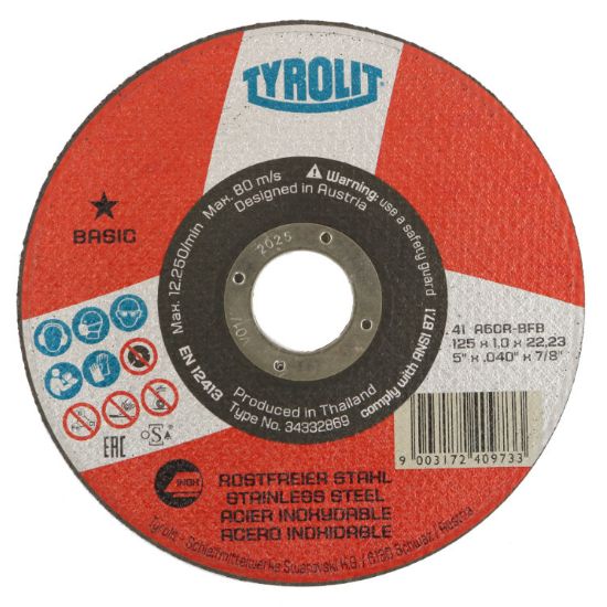 Picture of Tyrolit FL Cutting Disc Metal 125mm x 1.0mm (5") - 34332869