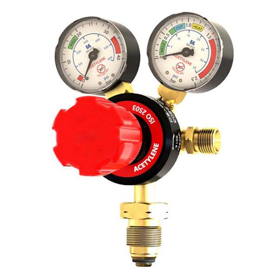 Single Stage 2 Gauge Acetylene Regulator - 1.5 Bar